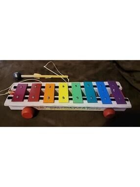Vintage Fisher-Price 1964 "Pull-A-Tune" Wood & Metal Xylophone Working (G5B)